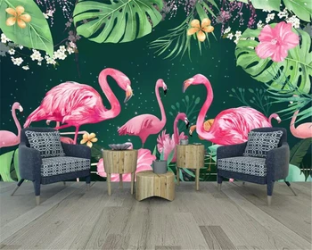 Beibehang Užsakymą Tapetai Flamingo Pietryčių Azijoje Bananų Lapų Mados Dekoratyvinis Gyvenimo Kambario, Miegamasis Fone 3D Tapetai