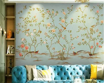 Beibehang papel de parede 3d 3d muralPhoto tapetai ranka-dažytos rašiklį ir gėlių sienos freskos foną namų puošybai