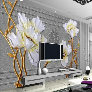 Beibehang sienos tapetai, 3d Fono nuotrauką kambarį fotografijos lotus akmens reljefais popieriaus sienų freskomis-3d papel de parede