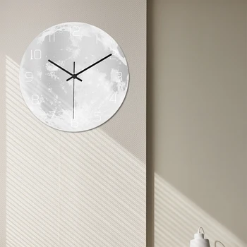CC113 Švytinti Žydra Mėnulis Sieninis Laikrodis Akrilo Tylus Judėjimas Miegamojo Kambarį Apdaila Laikrodis