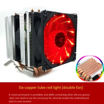 CPU Aušintuvo Aušinimo Ventiliatorius AMD 1155 1366 Bendrojo 6 Šilumos Vamzdžio CPU Ventiliatorius Temperatūros Kontrolės 3-Pin Dvigubai Vėjo Streamer