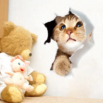 Cute kačių sienų lipdukai vaikams kambariai namų puošybai animacinių filmų gyvūnų sienos lipdukai 