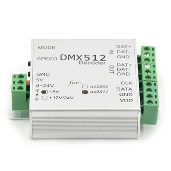 DMX512 Dekoderis WS2801 WS2811 serijos LED nuolatinės srovės vairuotojas ICs 5V (12V visą spalvų Simfonija DMX Led Valdiklis