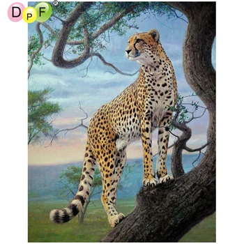 DPF medžio leopardas 5D diamond tapybos kryželiu siuvinėti diamond mozaikos aikštėje namų dekoro diamond siuvinėjimo amatai