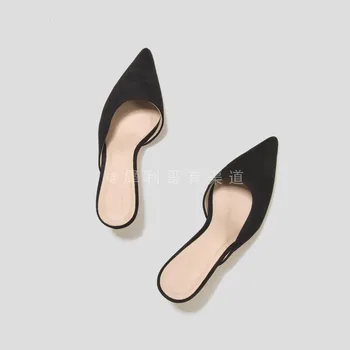 Dave&Di 2020 batai moterims ins mados bloggers derliaus aukštos kokybės Smaigalys mulų Stiletto kulniukai batai šlepetės moterims bateliai moteris