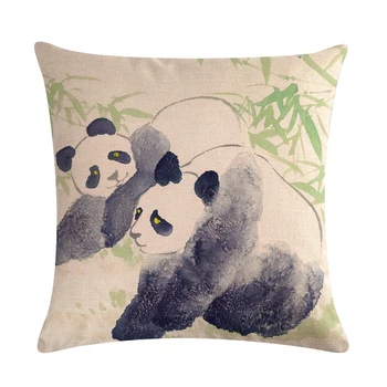 Dažai dažymo Panda print pagalvėlė padengti automobilio sofa-Dekoratyvinis medvilnės patalynė Užvalkalas 45x45cm mesti pagalvę padengti