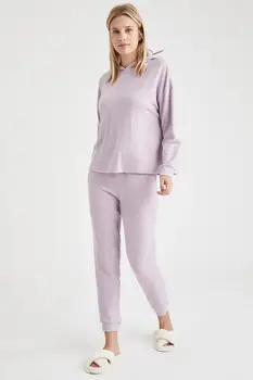 DeFacto Žiemą Moteris Homewear Slim Fit Jogger Pižamos Kelnės Sleepwear Namų kostiumas Patogus Naujas Sezonas-T6002AZ20WN