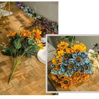 Didelis Galvos Retro Saulėgrąžų Modeliavimas Gėlių Puokštė Gėlių Sodas Namų Dekoro Šilko Audinio Netikrą Gėlių Kambarį, Stalo Dekoras
