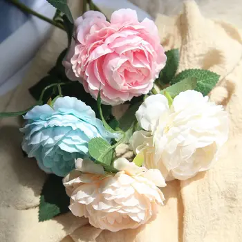 Dirbtinės gėlės Vakarų rose core bijūnų puokštė flores didmeninė namų puošybai vestuvių puokštės netikrą gėlės 50PCS