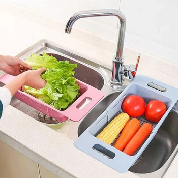 Drenažo krepšelį plauti daržoves, vaisius ištraukiamas daugiafunkcinis plaunamų indų krepšelio praktinė virtuvės reikmenys
