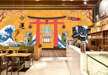 Drop Laivyba Užsakymą Tapetai, Freskos Retro Japonų Tradicinės Kultūros Restoranas, Suši Parduotuvė Fone Sienų Tapybos Deco