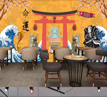 Drop Laivyba Užsakymą Tapetai, Freskos Retro Japonų Tradicinės Kultūros Restoranas, Suši Parduotuvė Fone Sienų Tapybos Deco