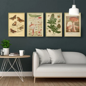Drugelis Senovinių Plakatų ir grafikos Mignonette Gėlių Grybai Botanikos Švietimo Spaudinių Drobė Sienos Meno Tapybos Nuotraukas