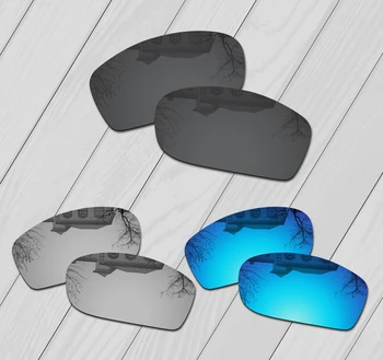 E. O. S 3 Poros Black & Silver & Ice Blue Poliarizuota Pakeitimas Objektyvai už Oakley Five Kvadrato Akiniai nuo saulės