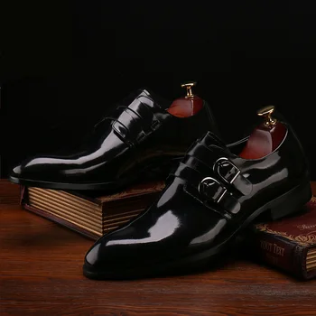 EIOUPI naujo dizaino, italų stiliaus nekilnojamojo viso grūdo lakinės odos mens oficialių verslo batų vyrai suknelė kvėpuojantis batai e6665