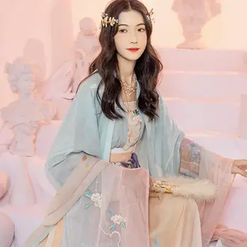 Elegantiškas Moteris Hanfu Padažu Kinijos Vasaros Stiliaus Juosmens Ilgis Plisuotos Žalia Etapo Rezultatus Drabužių Cosplay Kostiumai