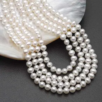 Elegantiškas gamtos 8-9mm pietų jūros balta perlų vėrinį 64