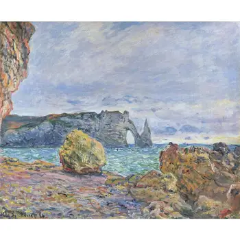 Etretat Paplūdimys ir Porte d Aval pateikė Claude Monet Naftos paveikslų reprodukcijos Kraštovaizdžio meno rankomis dažyti namų dekoro