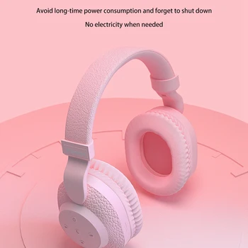 Galvos Montuojamas Ausines Bluetooth TF Kortelė Ausinės Hifi Žaidimų Ausines FM Žaisti Pink Girl Moterims