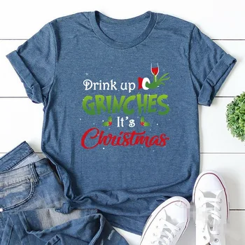 Gerti Grinches trumpomis Rankovėmis T-shirt Atspausdintas Laiškas Kalėdų Švenčių Mielas Vyrų, Moterų Topai NYZ Parduotuvė