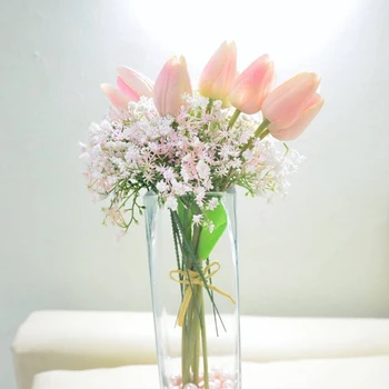 Gražių Tulpių Dirbtinės Gėlės, Dirbtinės Gėlės, Dekoratyvinės PU Mini Vazoninių Augalų, Namų Biuro Apdailos 10 Vienetų