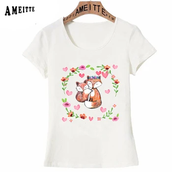 Harajuku Mama Fox Meno Marškinėliai Vasaros Mados Mielos Moterys t-shirt Juokinga Mama Fox Patinka Dizainas Mergina Atsitiktinis Viršūnes Hipster Moteris Tees