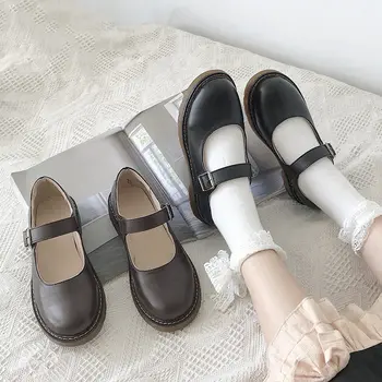 Harajuku batai sweet Lolita Batai Moterims Mary Janes Batai Dvigubai Sagtis Merginos Batai Platformos, Batų Kolegijos Studentas, batai 2021