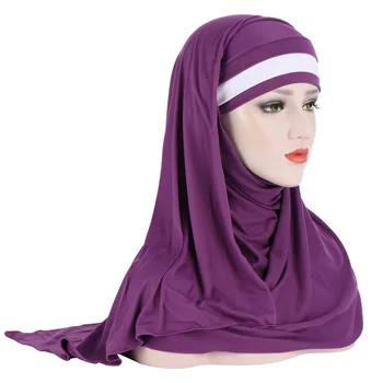 Helisopus Naujų Spalvų Kratinys Kaktos Skarelė Musulmonų Lady Medvilnės Momentinių Hijab Skaros ir Apsiaustas Femme Nešioti galvos Apdangalai