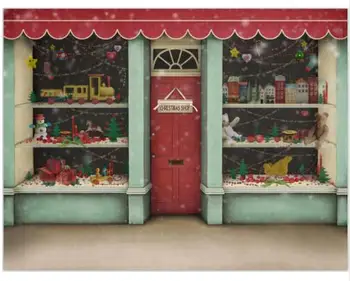 Horizontalus vinilo audiniu Kalėdų parduotuvė tapetai, fotografija backdrops vaikams šeimos foto studija, portreto fonas