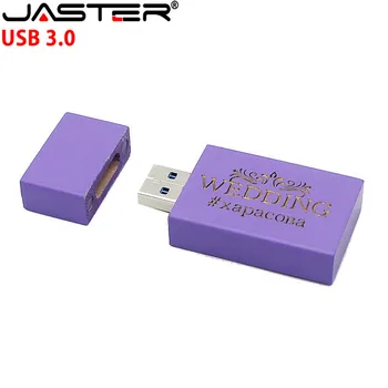 JASTER USB 3.0 karšto pardavimo kūrybos dažai colourfu Mediniai aikštėje U diskas 4GB/8GB/16GB/32GB/64GB USB flash drive Nemokamai LOGOTIPĄ