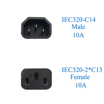 JORINDO IEC 320 3Prong Vyrų ir 2 Moterų Y tipo Maitinimo padalinta adapteris IEC 320 C14 Vyras į 2xC13 Moterų Y spliter adapteris