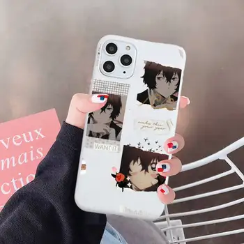 Japonijos anime bungou benamių Telefono dėklas Baltos spalvos Saldainiai Spalvos iPhone 6 7 8 11 12-os mini pro X XS XR MAX Plus