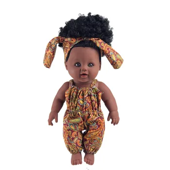 KIEME Kūdikių Afrikos Mergina Lėlės 30CM Su Drabužius, galvos Apdangalai, Didelis Silikono Reborn Baby Realus Vinilo Lėlės Juoda Vaikams, Žaislai, Minkštos Lėlės