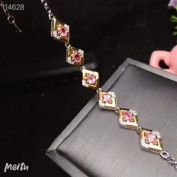KJJEAXCMY Bauda Papuošalai 925 sterlingas sidabro natūralus rožinis safyras moterų apyrankės diamond geometrijos naują atvykimo paramos pakartotinai tikrina