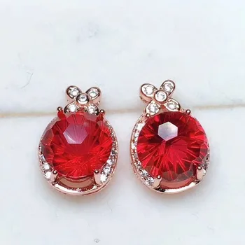 KJJEAXCMY fine jewelry Remti bandymas 925 gryno sidabro inkrustacijos natūralus Raudonasis Topazas moterų ausies nagai