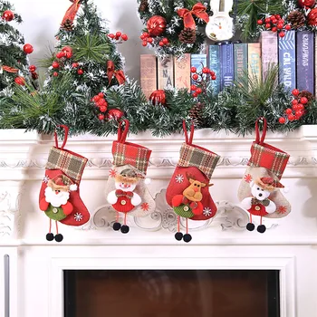 Kalėdų Kojinę Mini Kojinių Santa Claus Saldainiai Dovanų Maišelis Kalėdų Medžio Kabo Dekoro Dovanų maišelis kalėdų dekoracijas pakabukas #4AU2