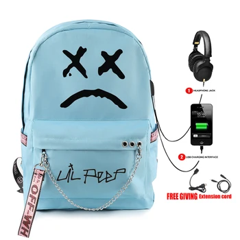 Karšto Lil Peep Kuprinė USB Nešiojamas Keliauti su Kuprine ant pečių Mokyklos Paauglių Mergaičių Studentų Neperšlampama Lil Peep Aukštos Kokybės Drobė Krepšiai