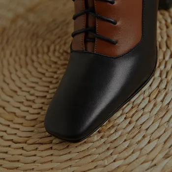 Kaubojaus batai moterims, moteriška rudos spalvos batai 2020 nauji žieminiai natūralios odos batai aukštakulniai užtrauktukas juoda martin įkrovos dydis 4