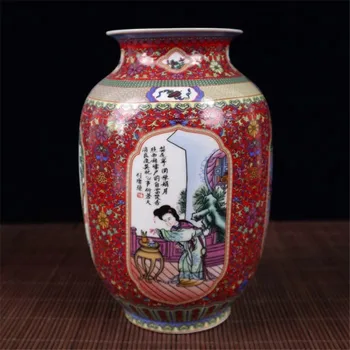 Kinijos Seno Porceliano Emalio Lady Modelis Vaza
