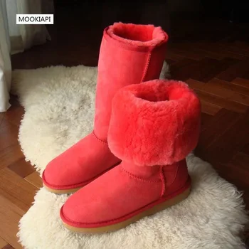 Kinijos vėliau kaip avikailių ir vilnos moteriški sniego batai 2019, grynos vilnos moteriški aukštos barelį sniego batai, nemokamas pristatymas