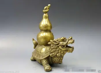 Kinijos Žalvario, Vario Gyvūnų Fengshui Butelis Moliūgas Moliūgų Dragon Vėžlys Statula