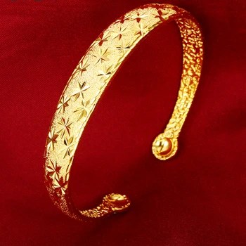 Klasikinio Stiliaus Vyriški Manžetai Bangle Geltonos Aukso Užpildytas Star, Išraižytas Moterų Bangle Apyrankės Bižuterijos