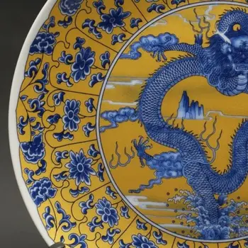Kolekcines išskirtinį amatų kinijos keramikos spalvotas piešimo dragon patiekalas