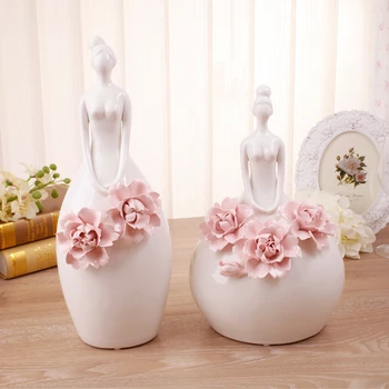 Kūrybinės keramikos merginos lady figūrėlės namų dekoro amatų kambario dekoravimo, rankdarbių ornamentu porcelianas vestuvių dekoras