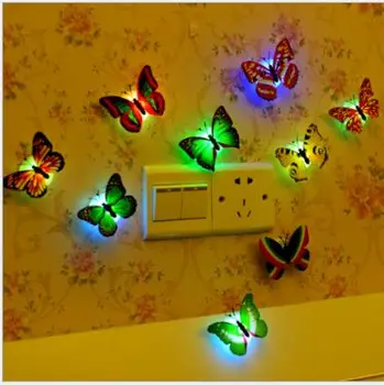 Kūrybos Bling bling dragonfly led šviesa,mirksintis naktį lempos žaislas,stickable sienų apšvietimo apdaila.10vnt/daug