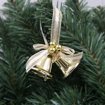 Kūrybos Kalėdų Bowknot Dukart Bell Pakabučiai Kalėdų Eglutė Dekoratyvinis Bell Auksiniai Pakabukai