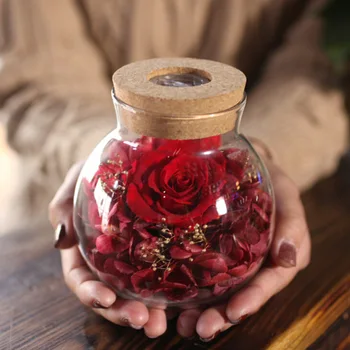 LED Šviesos Rankų darbo Nemirtingas Rose Stiklo Butelis Spalvų Gradientas Niekada Nudžiūvo, Gėlės, Dirbtinių Gėlių Valentino Diena Dovana