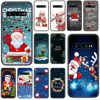 Linksmų Kalėdų Animacinių filmų Santa Telefono dėklas Samsung Galaxy S 10 20 3 4 5 6 7 8 9 Plus E Lite Uitra juodos spalvos Dėklu tendencija atgal
