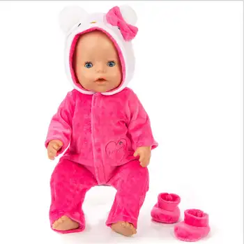 Lėlės Drabužiai Tinka 17 colių 43cm Gimė Nauja Baby doll, rožinė pajama nustatyti Kūdikio mergina Gimtadienio Šventė Dovana
