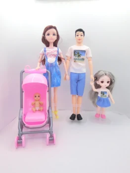Lėlės Rinkinys Šeima, 3 Žmonės, Kūdikių Žaislas Tiktų 1 Mama, Tėtis, Dukra Šunelis FashionKid Žaislai Vaikams Su Priedais